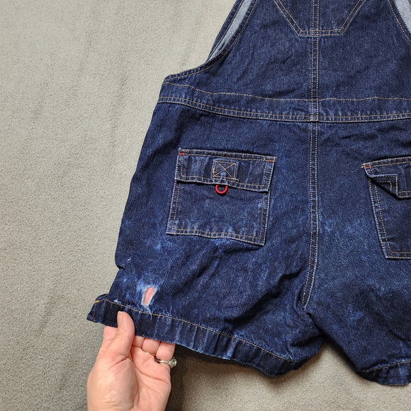 Vintage Classic Women's Denim Short Overalls - Dark Blue Sz Med - Picture 9 of 12